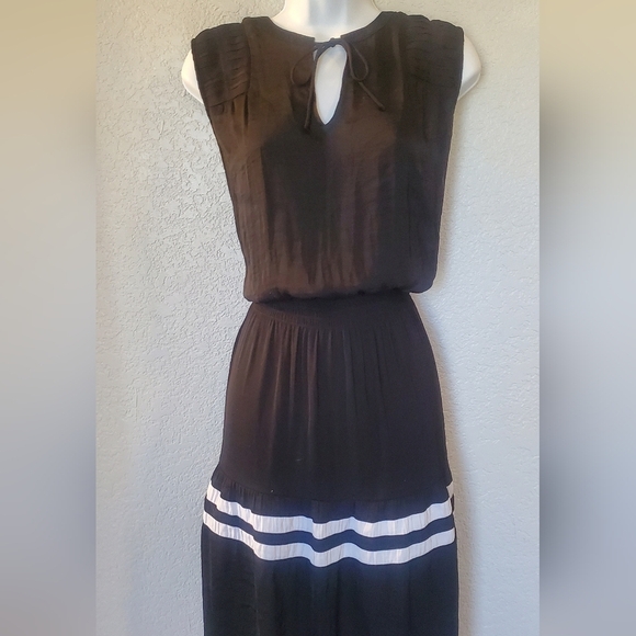 Simply Vera Vera Wang Pintuck Black Midi Dress with White Stripes Size XL - Picture 3 of 7